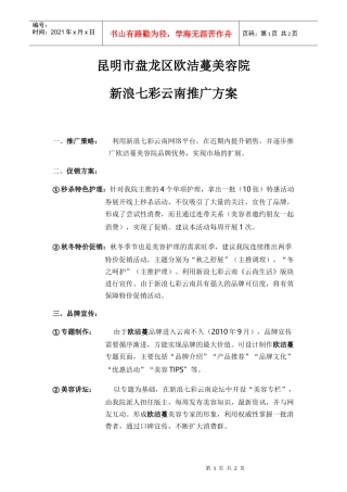 美容院网络推广方案