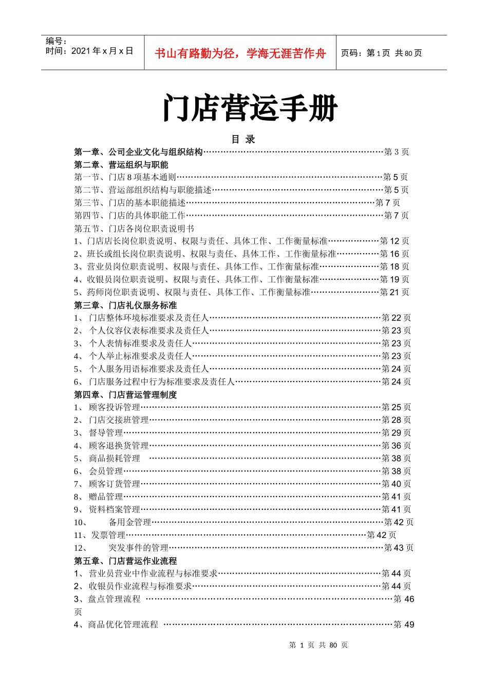 门店运营手册（DOC 78页）_第1页