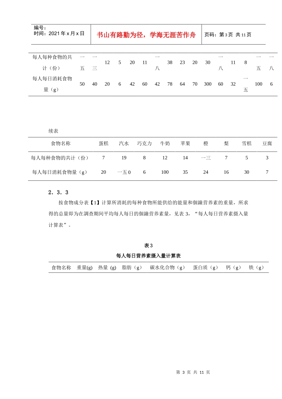 有关我院想增肥的男性人群的膳食调查_第3页