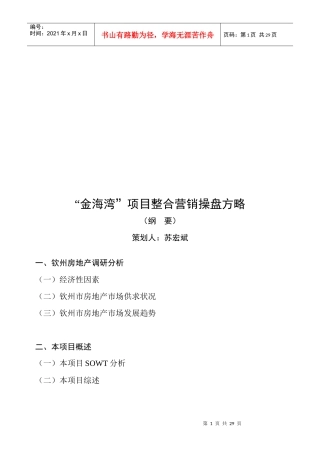 某地产项目整合营销操盘方略