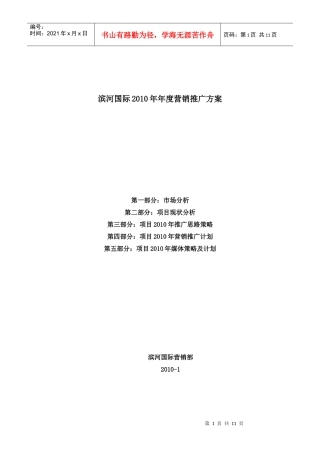 滨河国际XXXX年年度营销推广方案