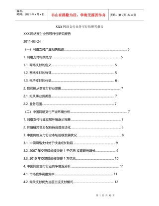 某公司网络支付业务可行性研究报告
