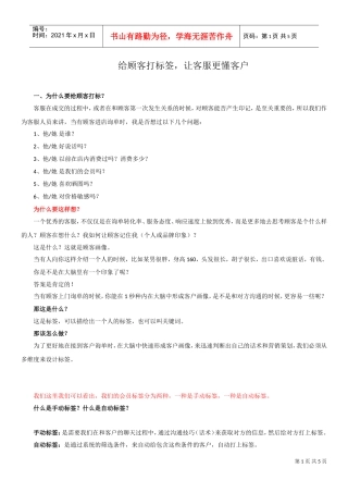 顾客标签让客服更懂客户(DOC8页)