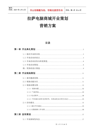 拉萨电脑城开业营销策划方案)