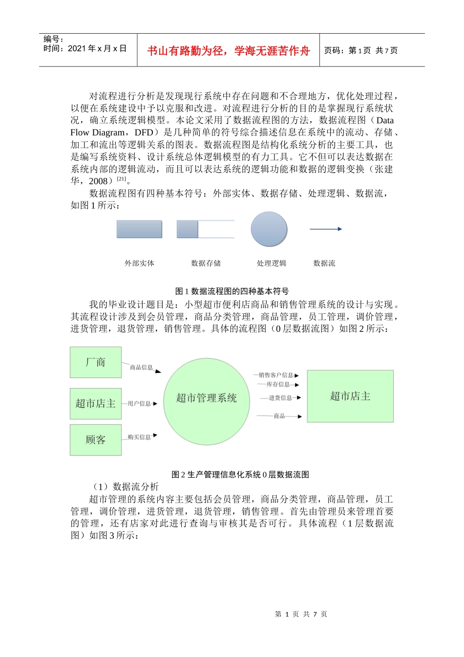 超市管理数据流图报告模板_第1页