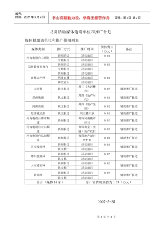 龙舟活动媒体推广计划