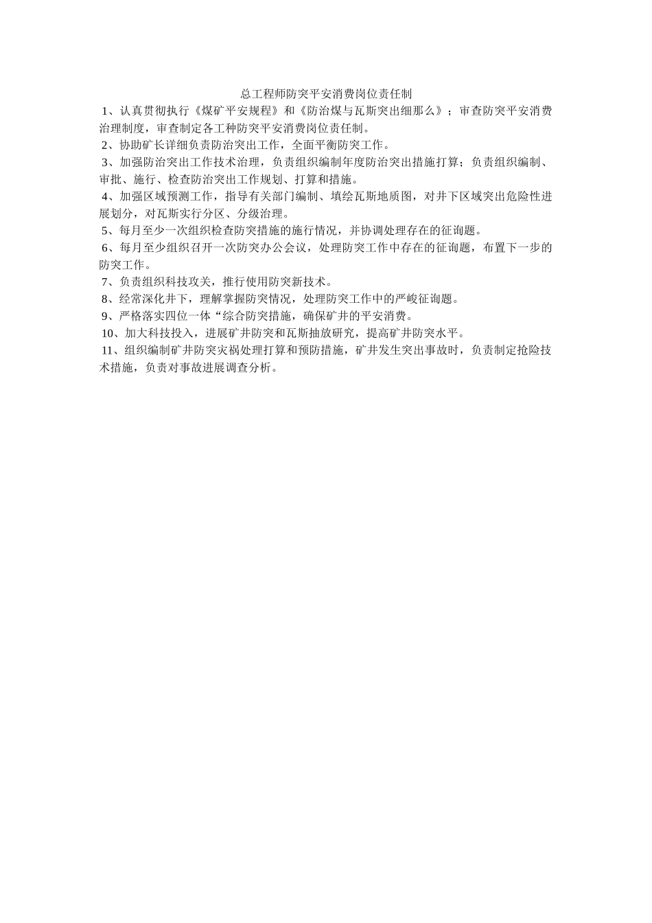 总工程ۥ师防突安全生产岗位责任制精选 _第1页