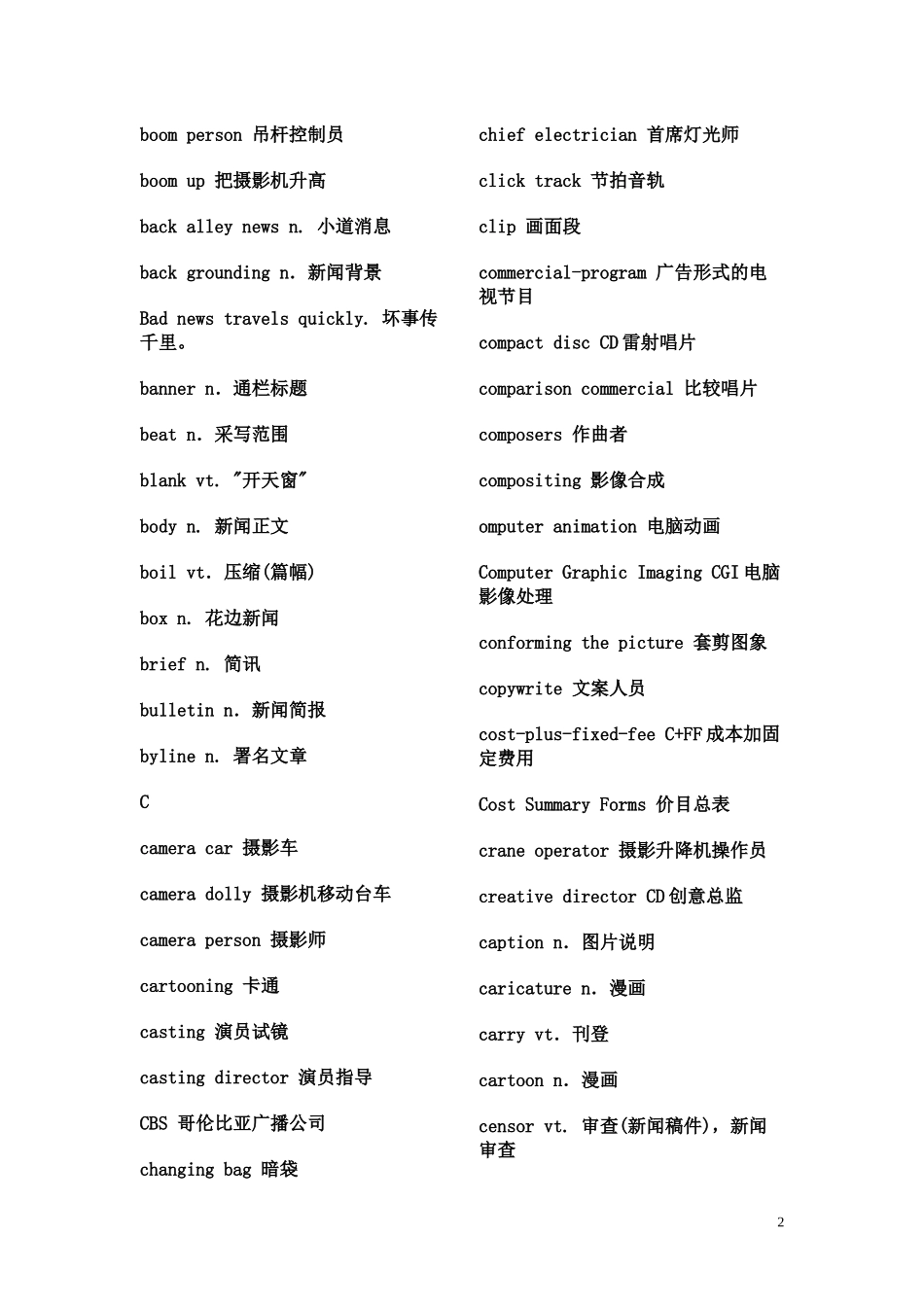 新闻专业英语词汇_第2页