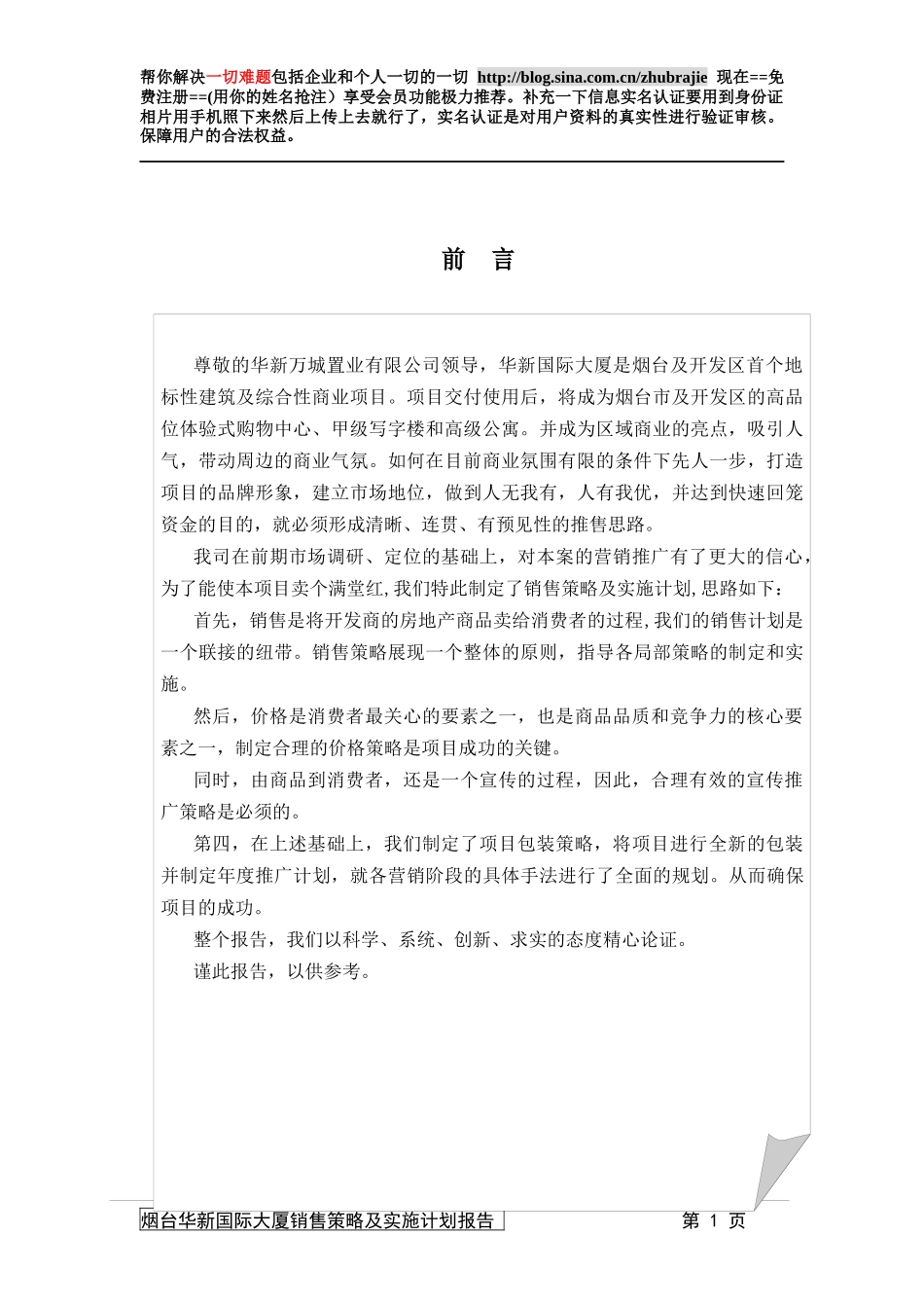 烟台市华新国际大厦销售策略_第2页