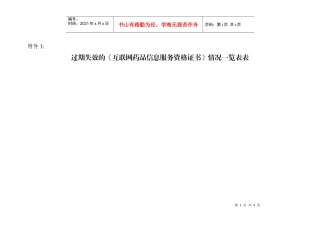 过期失效的互联网药品信息服务资格证书情况一览表