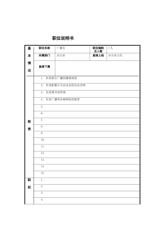 江动股份-广播员职位说明书