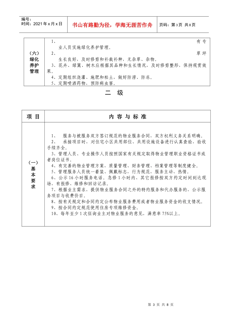 普通住宅小区物业管理服务等级标准（试行）_第3页