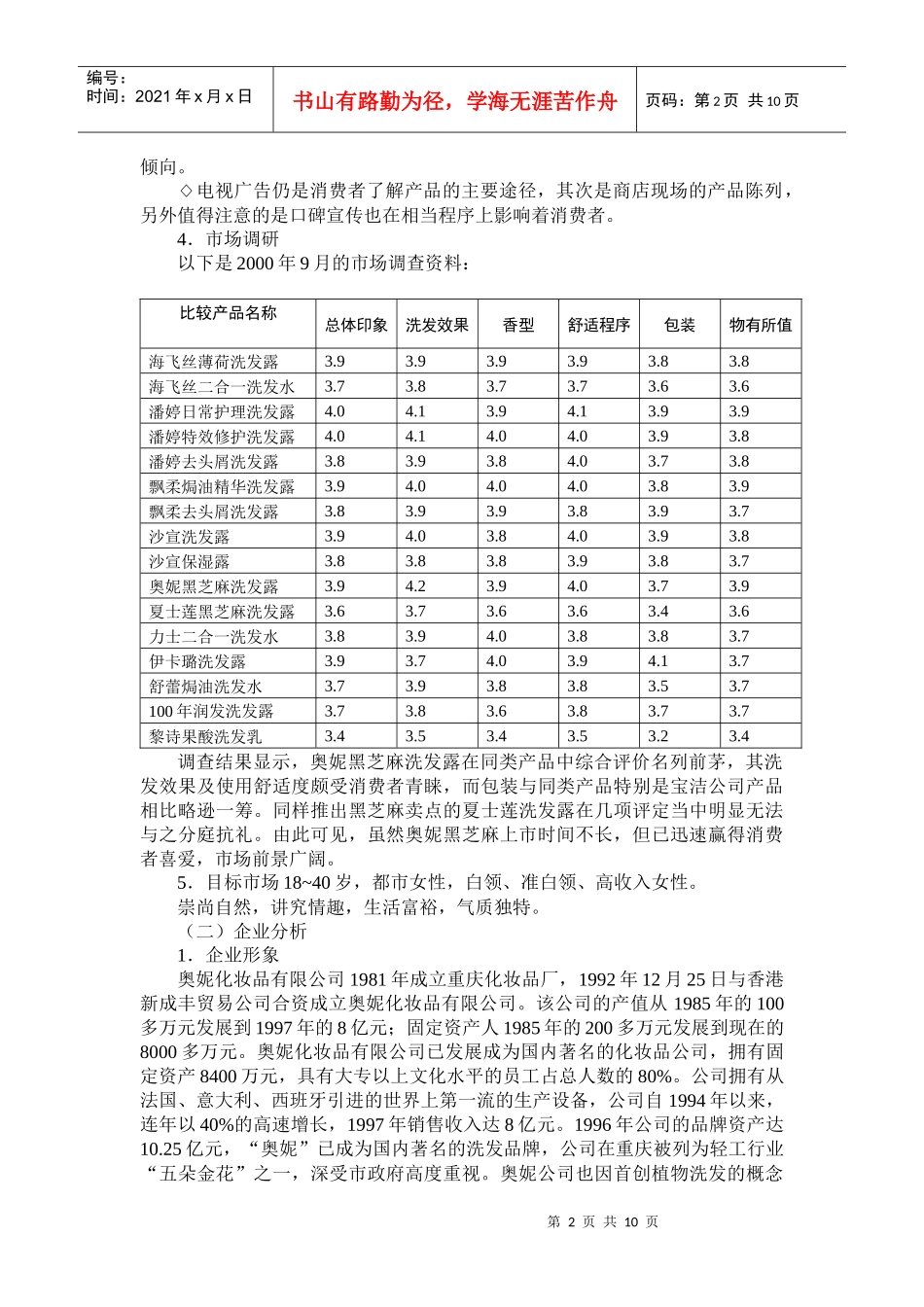 某洗发露厦门市场导入营销计划书_第2页