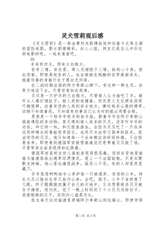 灵犬雪莉观后感