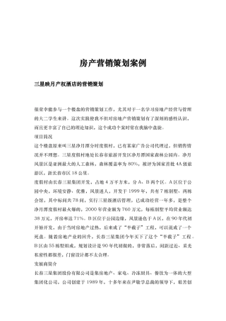 房产营销策划案例分析报告