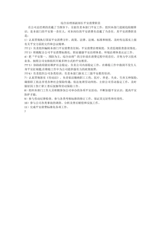 综合管ۥ理部副部长安全生产职责精选 