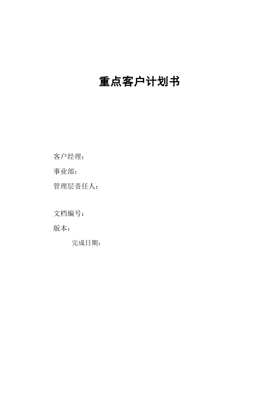 重点客户计划书模版_第1页