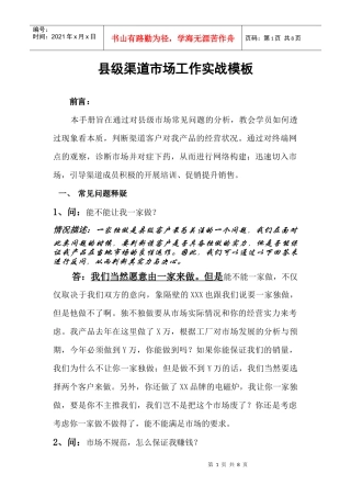 渠道工作实战模版