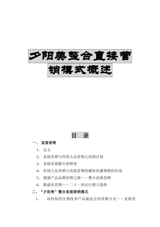 某公司整合直接营销模式概述