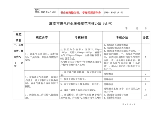 淮南市燃气行业服务规范考核办法（试行）doc-淮南市燃气