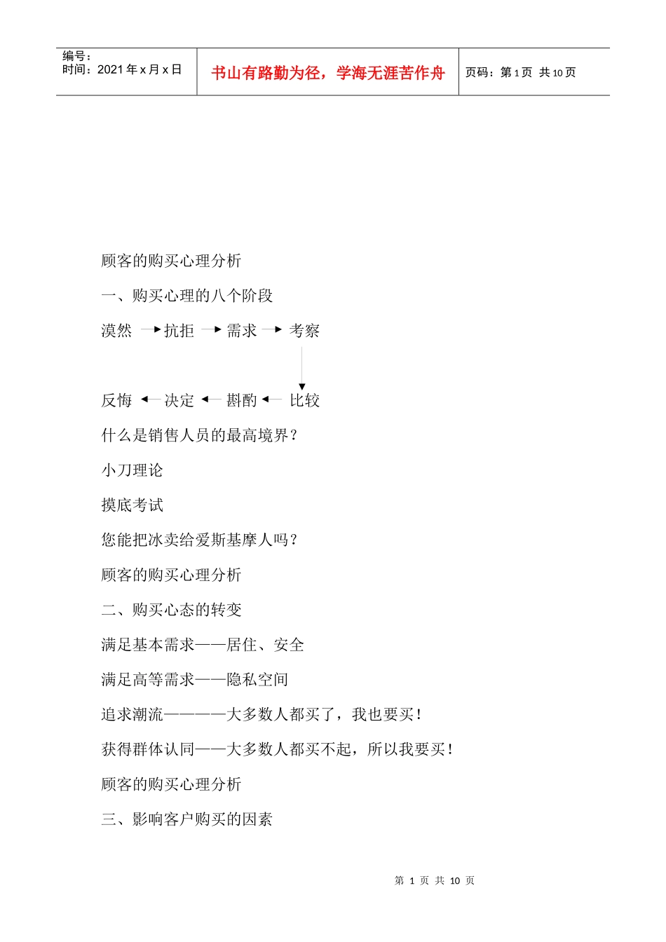顾客购买心理的八个阶段_第1页