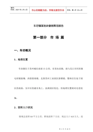 车坊镇某地块营销策划报告