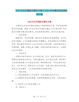 2024年水环境综合整治方案与2024年治庸问责交流材料汇编