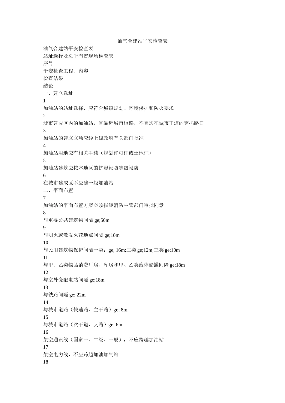 油气合ۥ建站安全检查表精选 _第1页