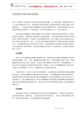闪电制胜市场营销实战案例DOC8