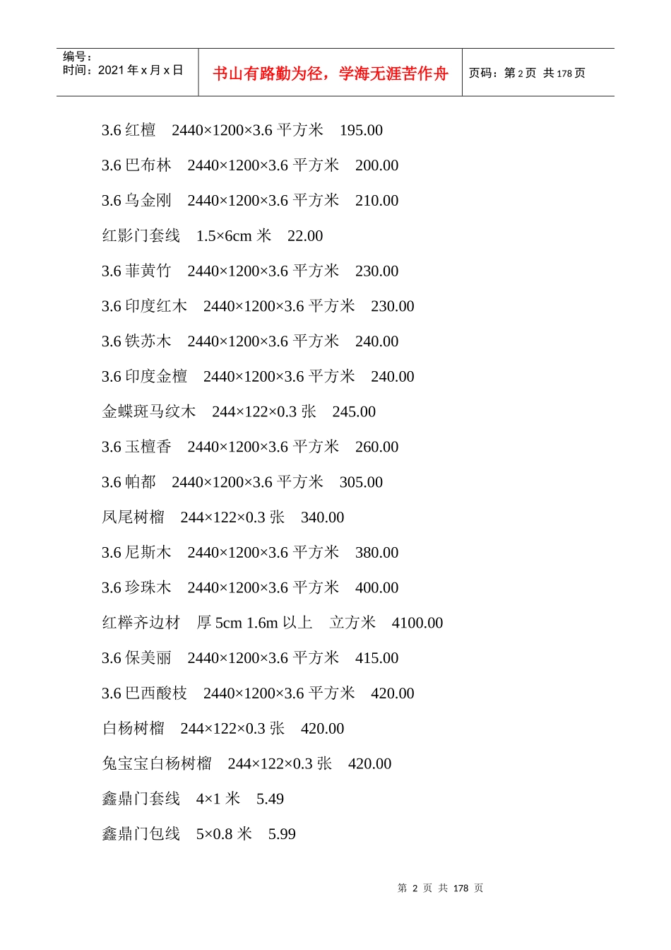 装饰材料尺寸与价格大全(RingToMe小Z)_第2页