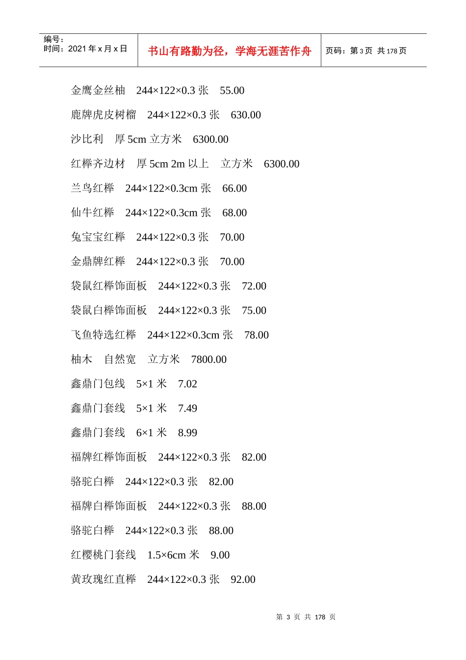 装饰材料尺寸与价格大全(RingToMe小Z)_第3页