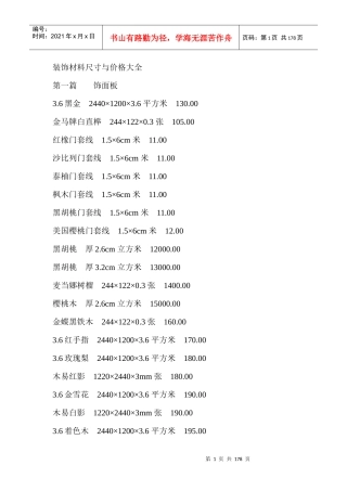 装饰材料尺寸与价格大全(RingToMe小Z)