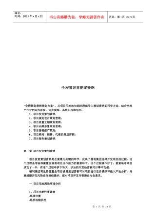 某项目全程策划营销案