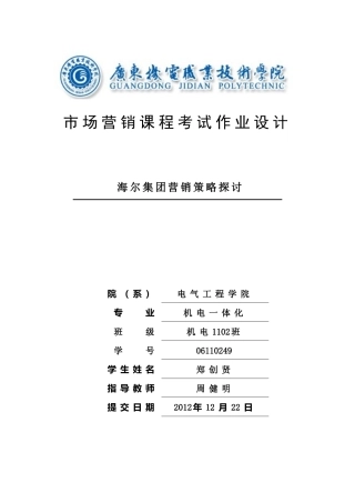 海尔集团营销策略探讨