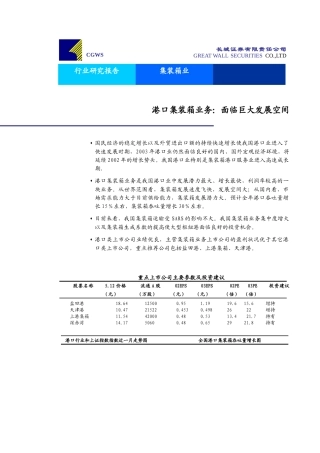 港口集装箱业务面临巨大发展空间