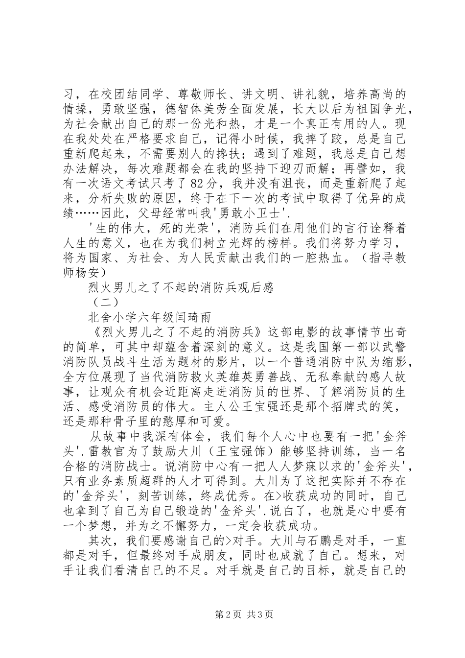 烈火男儿之了不起的消防兵观后感_第2页