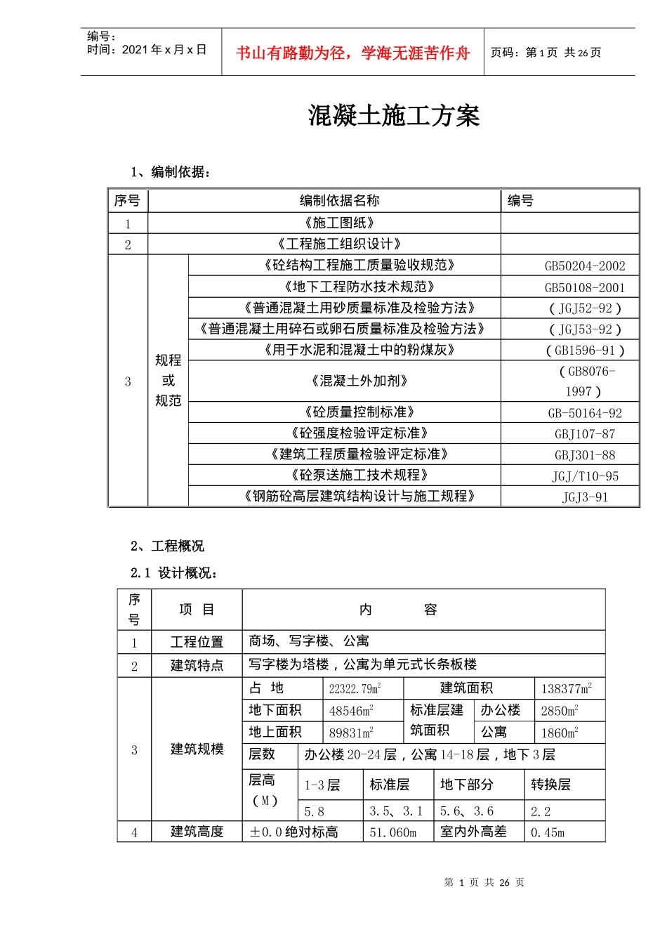 混凝土施工方案doc41(1)_第1页