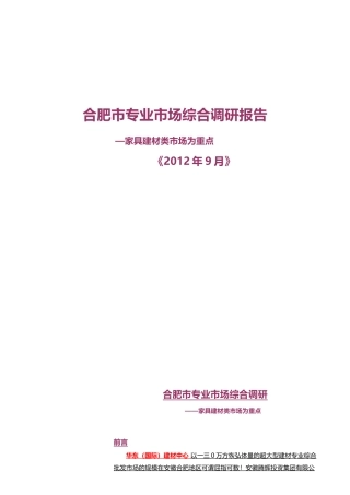 某家居建材类专业市场综合调研报告范本