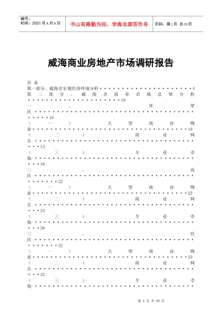 某商业房地产市场调研报告