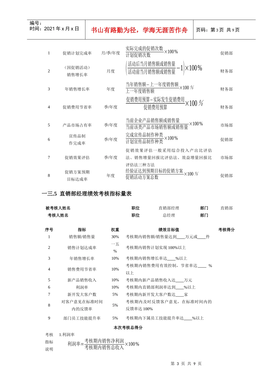 销售促销人员绩效考核表_第3页