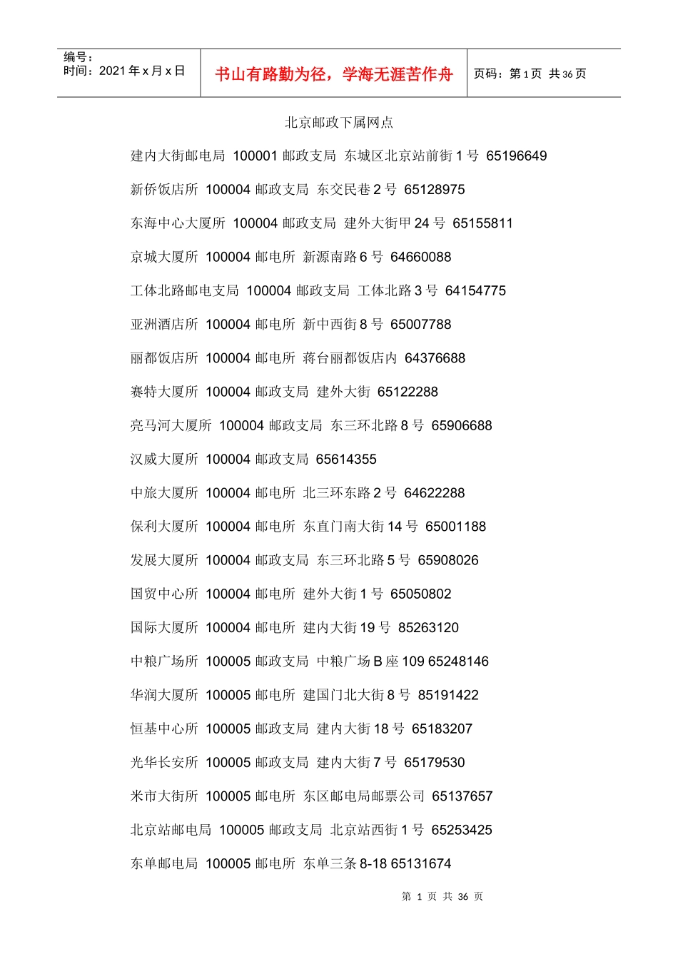 邮政系统营销网点_第1页