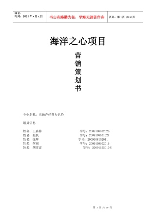 海洋之心项目营销策划