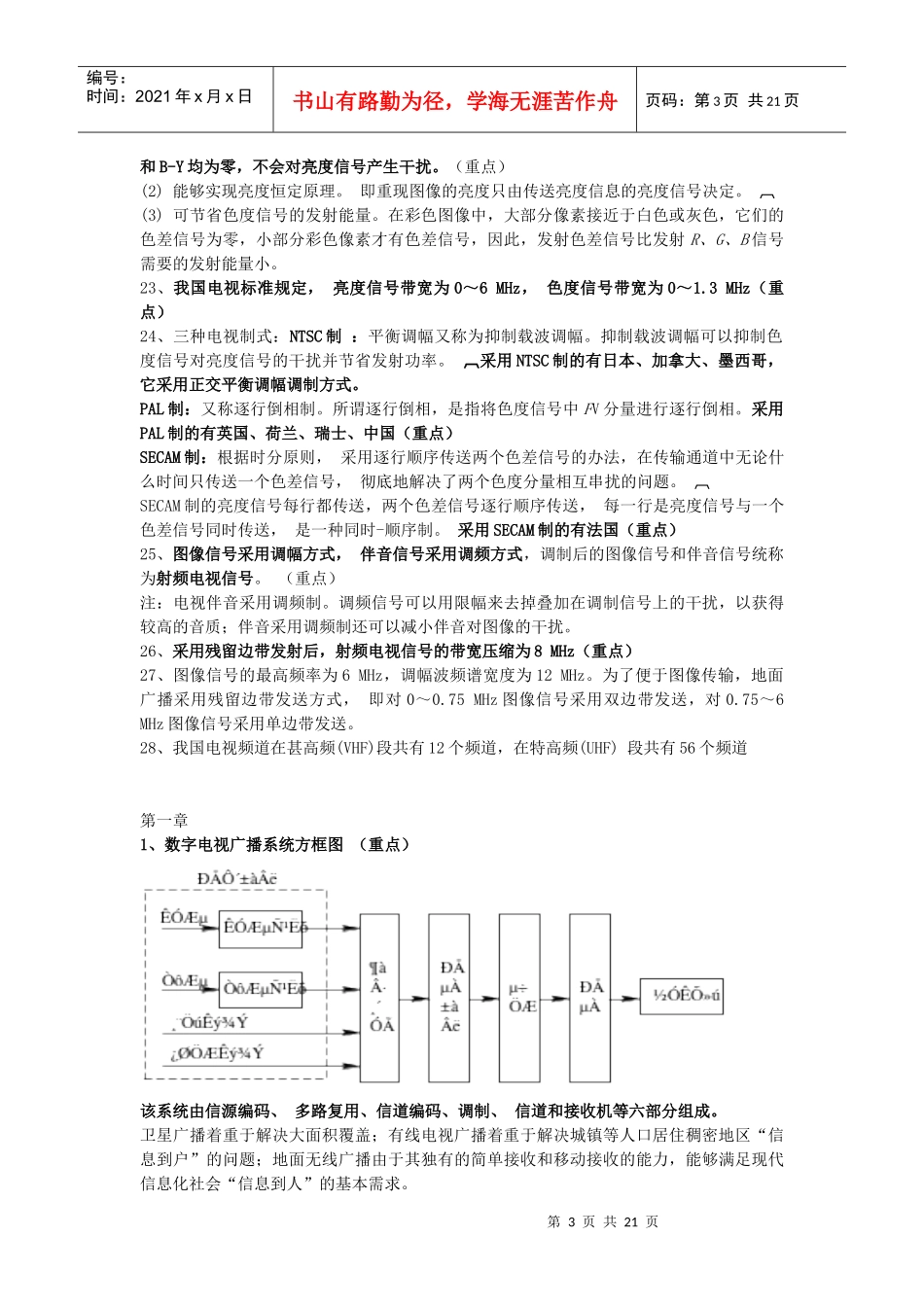 数字电视技术期末终极复习资料(带试题内容)_第3页