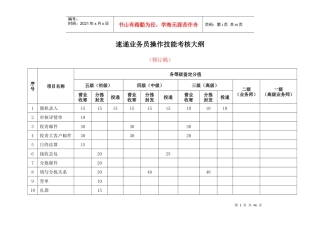 速递业务员操作技能考核大纲