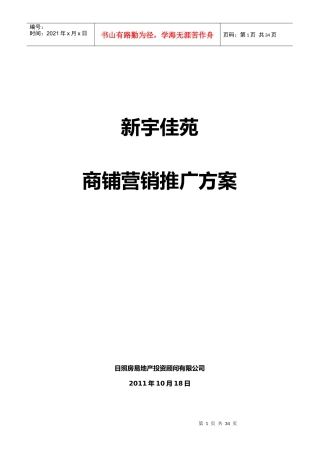 新宇佳苑商铺营销推广方案