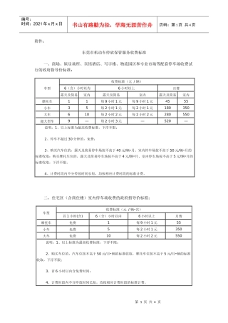 附件：东莞市机动车停放保管服务收费标准一、商场、娱乐场所