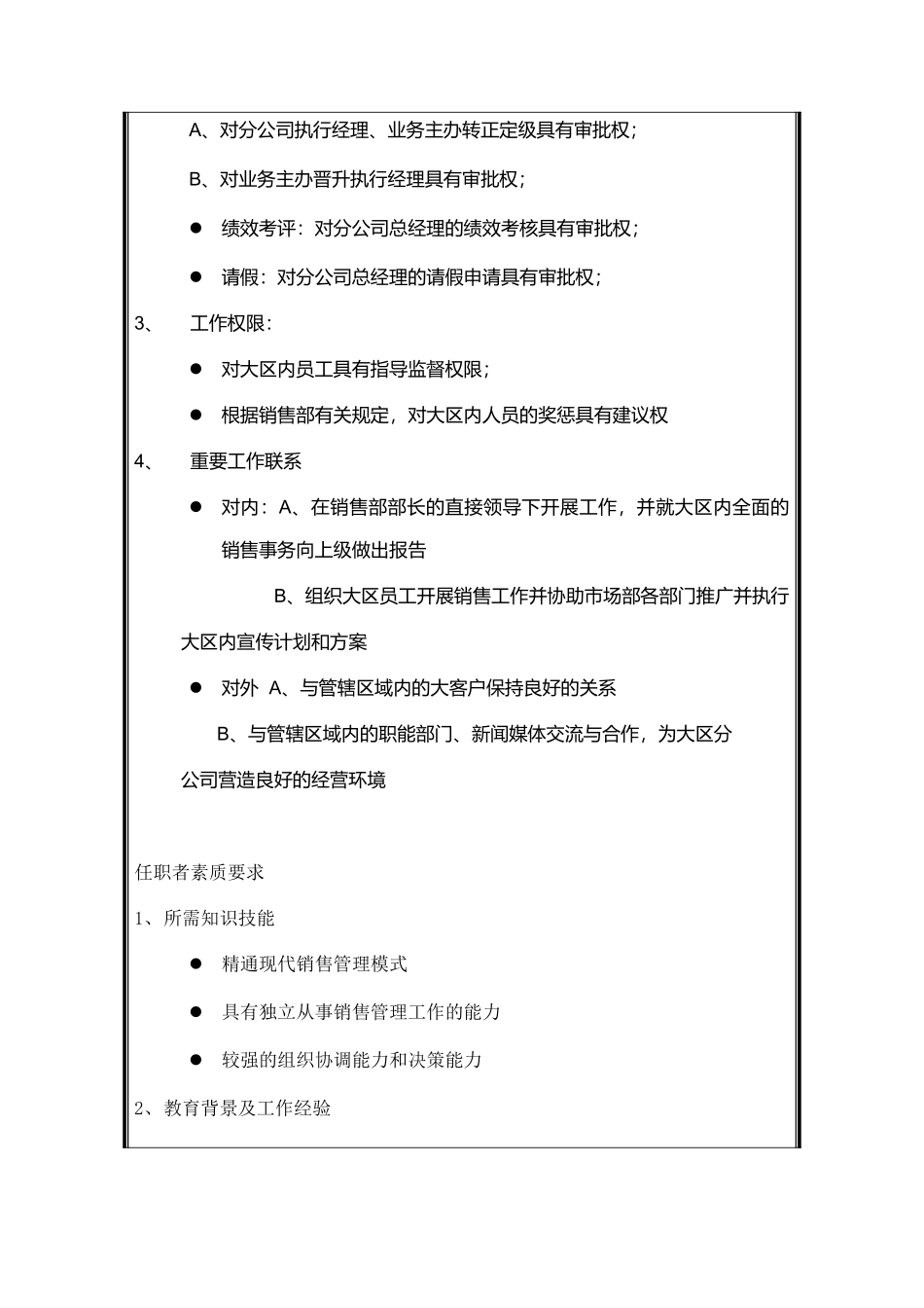 销售部大区经理职务说明书_第3页