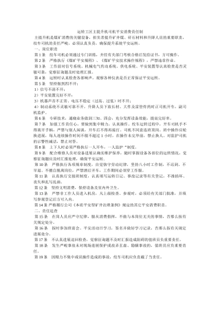 运转工ۥ区主提升机司机安全生产责任制精选 