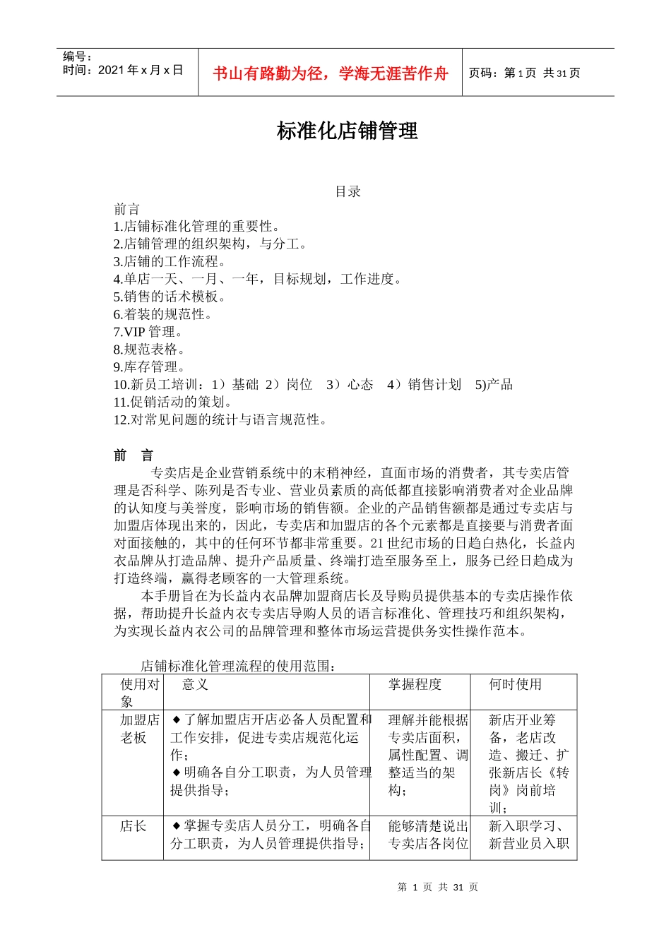长益内衣标准化店铺管理_第1页