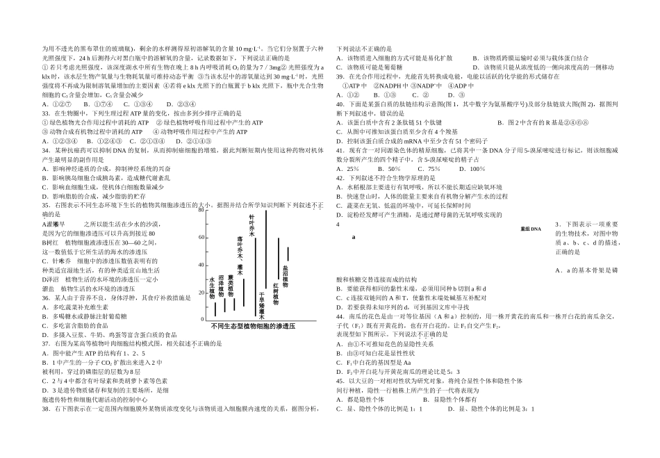 浙江省杭十2011届高三生物10月月考浙科版【会员独享】 _第3页